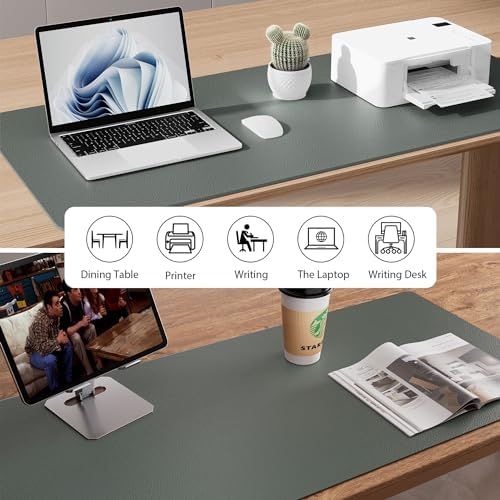 Aothia Leather Desk Pad Protector, Large Mouse Pad, Office Desk Mat, Non-Slip PU Leather Desk Blotter, Laptop Desk Pad, Waterproof Desk Writing Pad for Office and Home (Jungle Green, 23.6" x 13.7") - Image 5