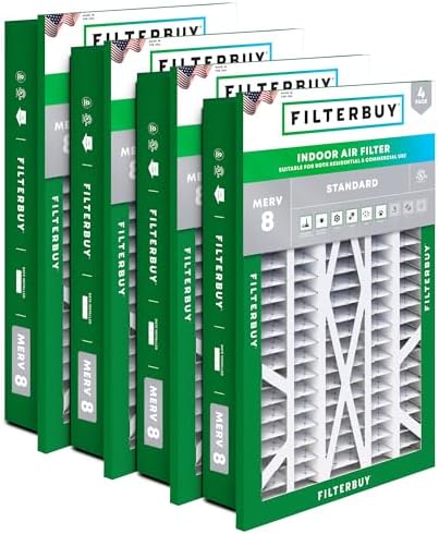 Filterbuy 20x30x5 Air Filter MERV 8 Dust & Allergy Defense (4-Pack) by Filterbuy