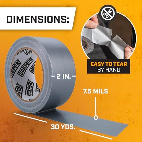 Lockport Duct Tape Heavy Duty Waterproof - 30 Yards x 2 Inch - 12 Roll Pack Silver Duct Tape Bulk Pack - No Residue, Flexible, Strong, All-Weather and Easy Tear - Grey Heavy Duty - Image 3