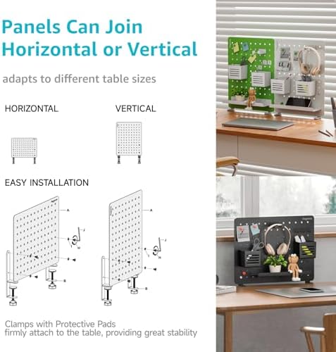 PEGZONE Clamp on Desk Pegboard, 16.5" x 12.6", with 10 Accessories, White - Image 2