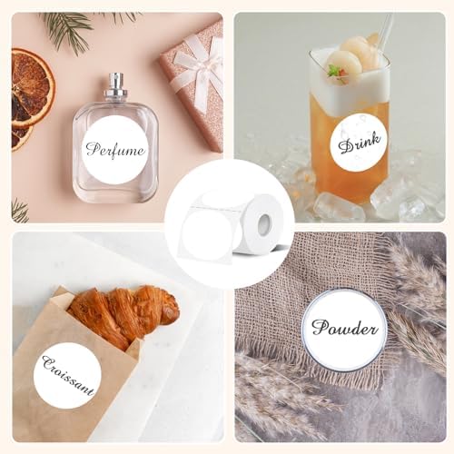 3 Inch Thermal Label,White Round Thermal Printer Label,Waterproof Thermal Stickers for DIY Logo Design,Name Tag,Thanks Card 300 Labels/Roll (White) - Image 6