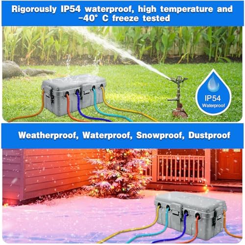 Hrensaw Medium Outdoor Electrical Box(10.6x5.5x4.5inch),IP54 Waterproof Extension Cord Cover w/6 Cable Entry,Weatherproof Connection Box Protect Power Strip,Timer,Plug,Holiday Lights,Grey - Image 5