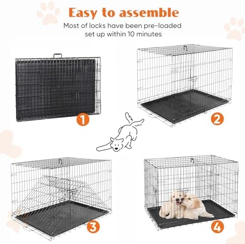 Sweetcrispy Dog Crate 42 Inch, Medium Large Dog Cage, Foldable Pet Kennel - Image 5