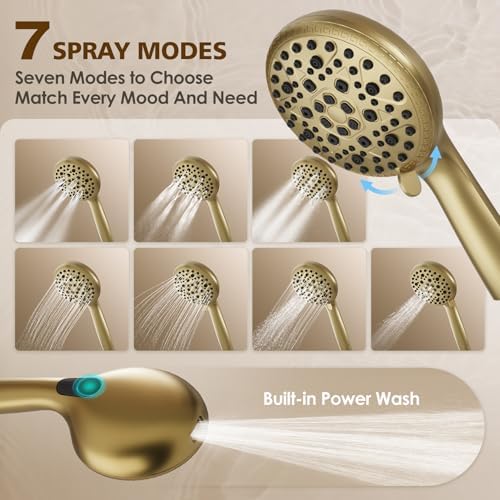 Brushed Gold Shower System with 8"Shower Head and Filtered Handheld - Image 3