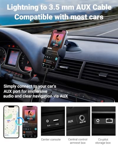 Aux Cord for iPhone,[Apple MFi Certified] Lightning to 3.5 mm AUX Cable for Car Stereo, Speaker, Headphone, Auxiliary Audio Cable Compatible with iPhone 14 13 12 11 XS XR X 8 7 3.3FT 2Pack Black - Image 2