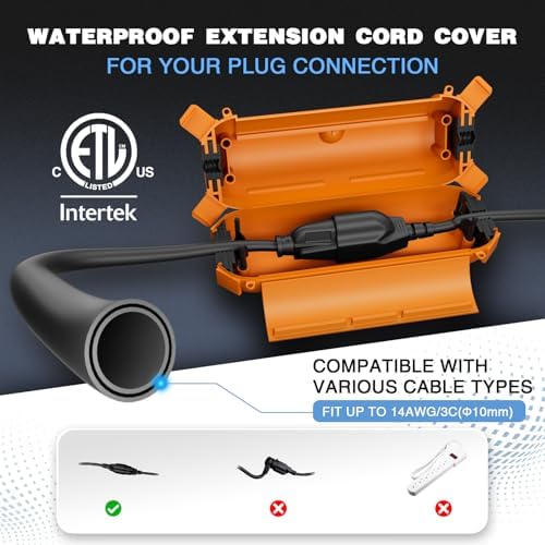 [3 Pack] Flemoon Outdoor Extension Cord Safety Cover with Waterproof Seal - Image 2