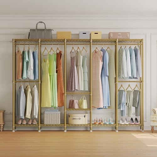 Higeego H5 Heavy Duty Clothes Rack, Freestanding Clothing Rack, Gold - Image 2