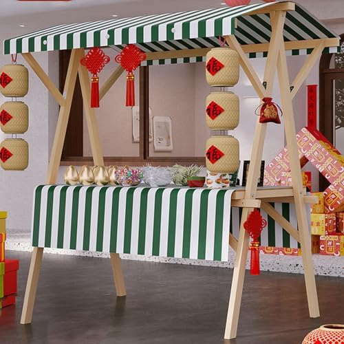 Portable Vendor Cart Mobile Vendor Stand Thickened Wooden Frame Easy Setup 140kg Load Capacity 360° Swivel Wheels Outdoor Cart for Farmers Market Party Events Display(Dark Green+White,120cm(47.2in)) by Unknown