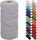 NOANTA Light Gray Macrame Cord 3mm x 109yards, Cotton Rope Macrame Yarn by NOANTA