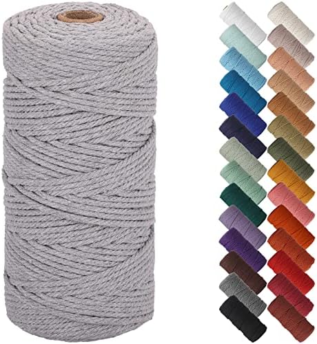 NOANTA Light Gray Macrame Cord 3mm x 109yards, Cotton Rope Macrame Yarn by NOANTA