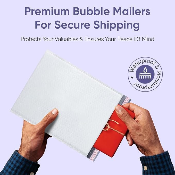 White Large Poly Bubble Mailers 12x15 inch | Self Seal Padded Envelopes - Image 3