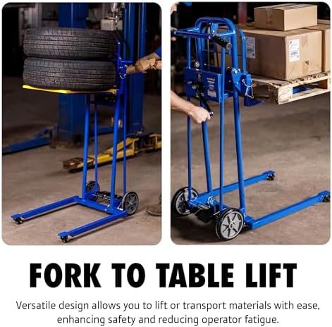 Goodyear Material Lift Winch Stacker, Pallet Truck Dolly, 330 Lbs 40" Max Lift w/ 8" Wheels, Swivel Casters [Patented] - Image 5