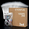 1000Pcs Plastic Bags, 3"x4"Jewelry Bags, Resealable Small Zip Bag, Zip Bag for Small Business, Storage, Candy by ETIONFUN