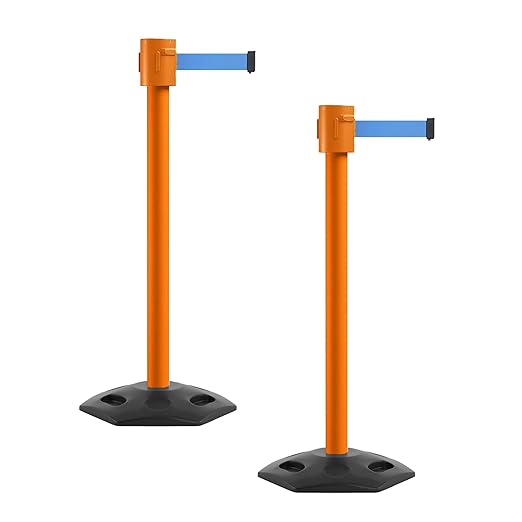 Montour Line MSR760 Set of 2 Retractable Belt Barrier Stanchion, Rubber Base by Montour+Line
