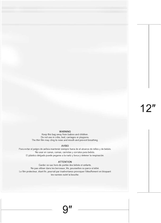 iMailer - 500 Pcs - 9" x 12", Suffocation Warning Self Seal Clear Plastic Poly - Image 2