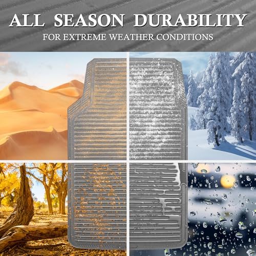 CAR PASS Gray Rubber Car Floor Mats & Cargo Liners, All Weather Car Mats & Trunk Mats,Waterproof Automotive Floor Mats Trim to Fit for Most Cars Sedans SUVs Vans, Durable Heavy Duty Anti-Slip, Gray - Image 5