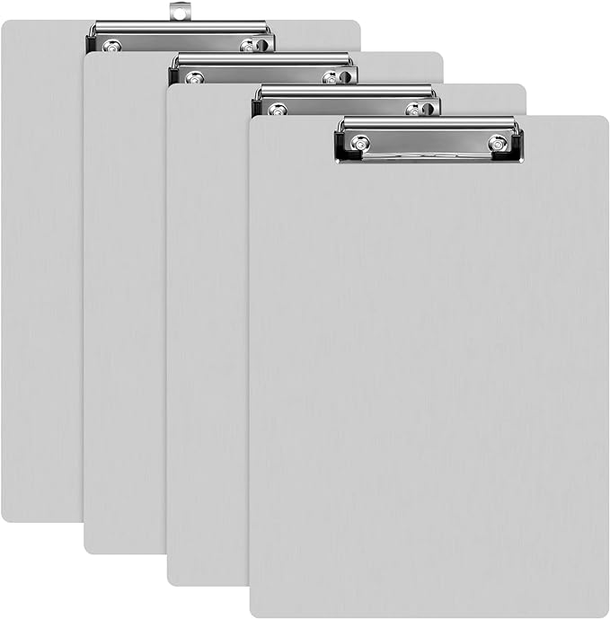 Epakh 4 Pieces Clipboard Bulks Metal Clipboard Aluminum Office Low Profile Clip by Epakh