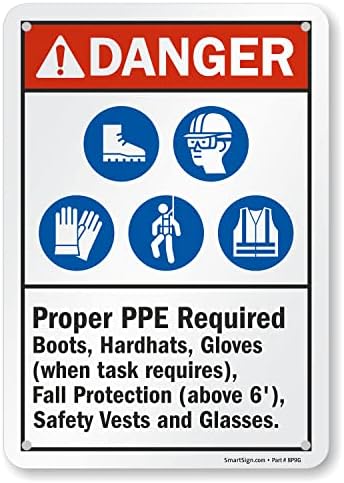 SmartSign "Danger - Proper PPE Required" Sign | 7" x 10" Aluminum by SmartSign