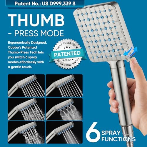 Cobbe Filtered Shower Head with Handheld, High Pressure 6 Spray Mode Showerhead with Filters, Water Softener Filters Beads for Hard Water - Remove Chlorine - Reduces Dry Itchy Skin, Brushed Nickel - Image 4