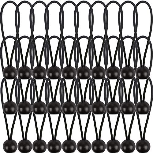 AOPRIE 30 Pcs Bungee Balls 6Inch Black Ball Bungees Heavy Duty Heavyweight 6 inch Tarp Bungee Cords, Weather Resistant Tie Down Strap 4mm Thickness - for Camping, Tents, Cargo, Holding Wire and Hoses by AOPRIE
