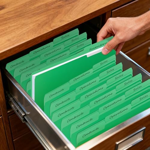 100-Pack Color File Folders, 1/3 Cut Tab, Letter Size Manilla Folder for School/Office/Classroom, Green - Image 6