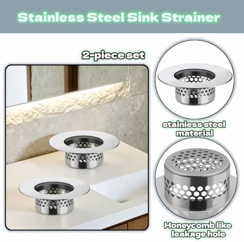 2-Pack Stainless Steel Drain Filter for Bathtub, Shower & Sink – 1.97” Universal Hair Catcher, Clog Preventer for Tub, Floor Drain, Bathroom Sink, Kitchen Sink – Easy Clean, Fast Flow, Odor & Guard - Image 4