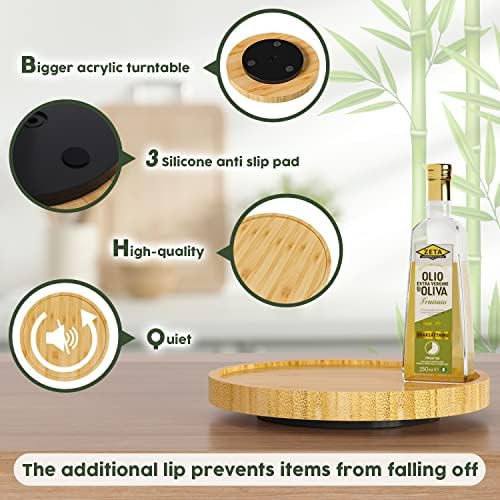 Lazy Susan Organizer, 9 Inch Non-Skid Bamboo Lazy Susan - Image 6