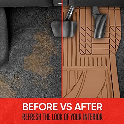 Motor Trend FlexTough™ Advanced Beige Rubber Car Floor Mats – Heavy Duty Trim to Fit All Weather Floor Mats for Cars Truck SUV - Automotive Car Interior Floor Liner Protection - Universal Fit - Image 4