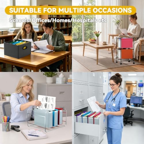 2.5" Expanding Large Hanging File Folders,12 Pack Plastic Extra Capacity Hang Folder Letter Size,Colored Office Heavy Duty File Cabinet Folder with Tab,Sturdy Hanging Organizer for Bulky Files - Image 6