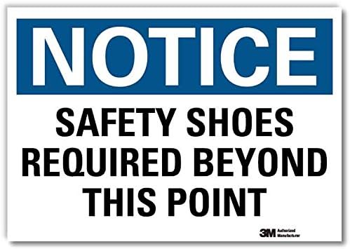 SmartSign “Notice - Safety Shoes Required Beyond This Point” Label | 5" x 7" 3M Reflective Laminated Vinyl by SmartSign