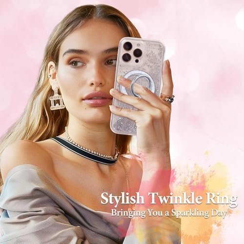 Magnetic Phone Ring for MagSafe Grip [Super Magnet] Gold Twinkle Design Ring Holder Stand, magsafe pop Socket (Colorful and Dazzling) - Image 3