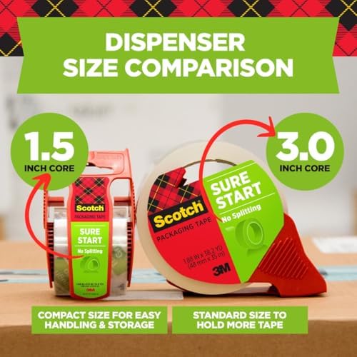 Scotch Sure Start Packing Tape, 1.88 in x 800 in, 6 Rolls - Image 4