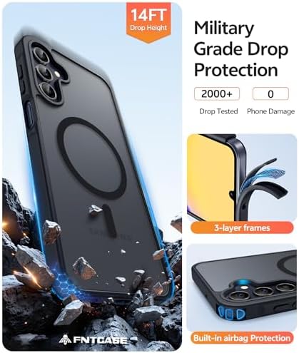 FNTCASE for Galaxy A15 5G Phone Case, Screen Protector, Black - Image 5