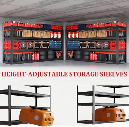 36" Deep Garage Shelving Heavy Duty, 4 Tier Garage Shelves, Adjustable Storage Shelving Unit, Commercial Metal Shelf for Warehouse, Pantry, School, Shop, 60" Wx36 Dx68 H, 2 Pack - Image 3