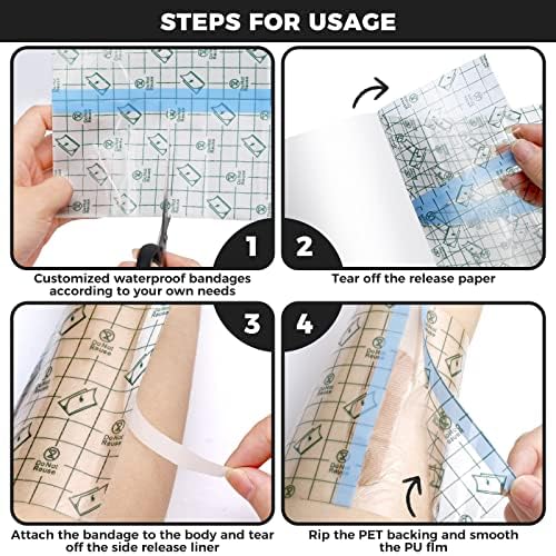 BFONS Tattoo Aftercare Waterproof Bandages 10 in x 5.5 yd Tattoo Cover Up Tape, Tattoo Supplies Second Skin Bandage Flat Roll Transparent Film Wound Healing Protective Clear Sterile and Safe Bandages - Image 2