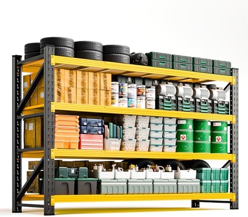 Letaya 71.3" W Metal Storage Shelves,5000LBS Heavy Duty Garage Shelving Units, 4 Tier Adjustable Utility Rack Shelf,Large Industrial Shelves,for Shop,Warehouse,Basement (71.3" W x 24" D x 70" H) by LetayaMetalCabinets
