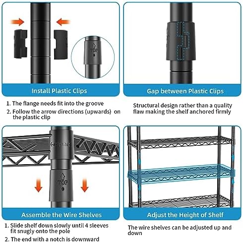 Golpart Heavy Duty Clothes Rack Metal Wardrobe with Adjustable Wire Shelves - Image 5