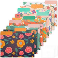 EOOUT 9pcs Decorative File Folders Letter Size, 1/3-Cut Tabs Plastic File Folders for Documents with Colorful Floral Patterns and Erasable Category Labels for Notes Office and School Supplies by EOOUT