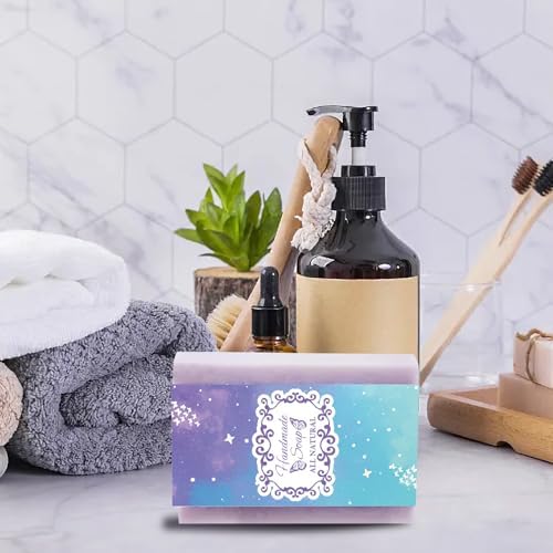 CREATCABIN 100 Pcs Soap Wrapper 10 Styles Starry Sky Art Soap Paper Wrap Tape Vertical Soap Tag Sleeves Covers Band Label Packaging Supplies for Handmade Soap Bars Gift Wrapping 2 x 8.3 Inch - Image 5