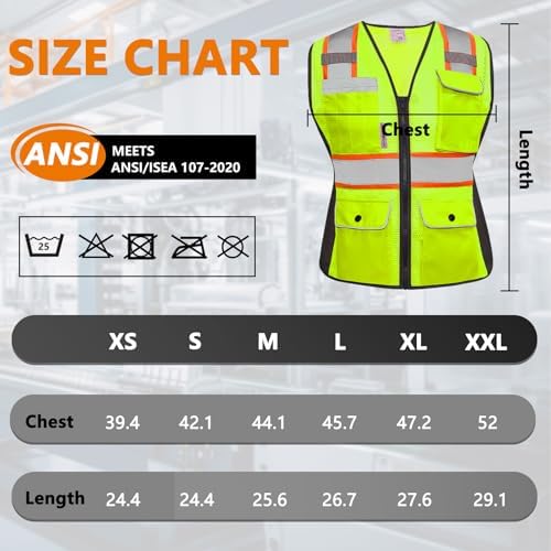HYCOPROT Safety Vest for Women Mesh Reflective Lady High Visibility Construction Work Vest Meets ANSI/ISEA Standards - Image 6