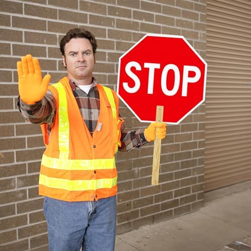 2 Pack 13” x 13”Handheld Stop Slow Sign, Crossing Guard Signs - Image 6