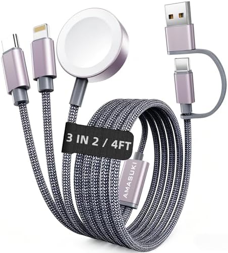 2026 Travel Essentials for Apple Watch Charger,Cruise Vacation Camping Essentials,iPhone Charger,Multi Charging Cable,3 in 2 Charging Docks for iWatch Series 12 11-2/Ultra,iPhone 18 17-12,Car by ChargeBeyondPowerWithin