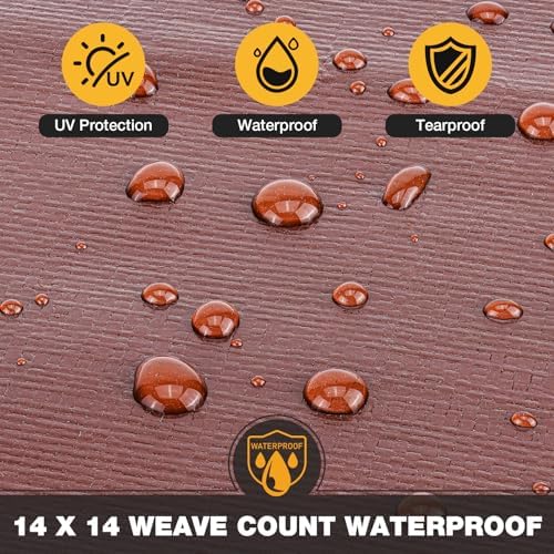 Winpull Tarp 20x20FT, 16 Mil Heavy Duty Waterproof Tarp, Large Multipurpose Cover with Brass Grommets and Reinforced Edges, UV Resistant Thick Poly Tarps for Pool Car Tent Brown - Image 6