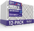 BNX TruFilter 16x25x1 Air Filter MERV 8 (12-Pack) - MADE IN USA – Dust & Pet Defense Electrostatic Pleated Air Conditioner HVAC AC Furnace Filters for Dust, Pet, Mold, Pollen MPR 600 – 700 & FPR 5 by BNX