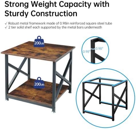 Fannova 23.6"x23.6" Large Printer Stand, 2 Tier Square Table for 3D Printer - Image 4