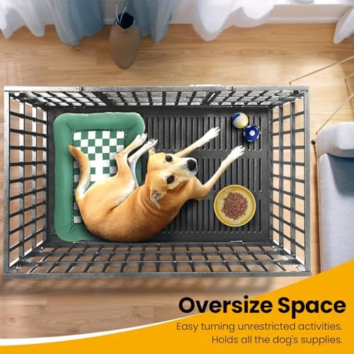 Oranland 48 Inch Heavy Duty Dog Crate for High Anxiety Large Dogs,Silver - Image 6