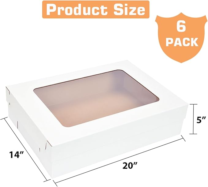 JJO 6 Pack 20x14x5 Inches Sheet Cake Box - Image 2