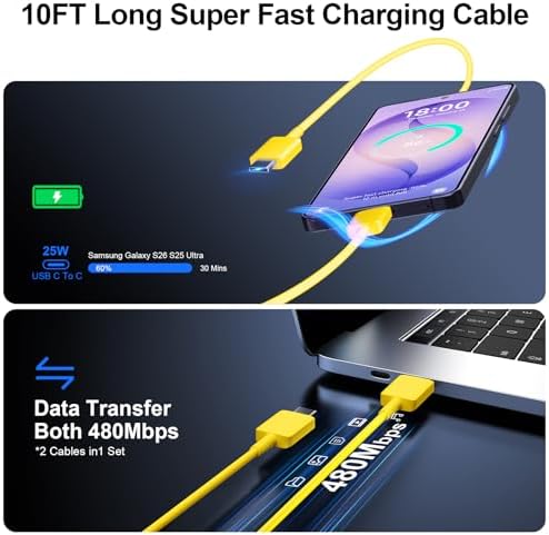 Super Fast Charger Type C, 25W USB C Wall Charger Fast Charging 10FT Cable - Image 5