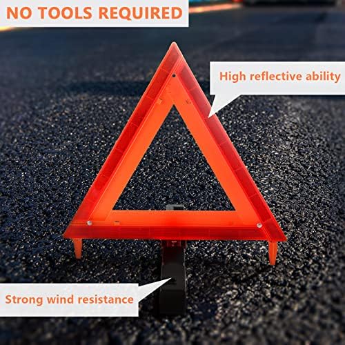 WORKKOOL 3 Pack Foldable Warning Reflective Triangles with Carrying Case, Heavy Base Roadside Triangles for Vehicles Breakdown, Safty Reflector DOT Approved(Sand Filled)… - Image 5