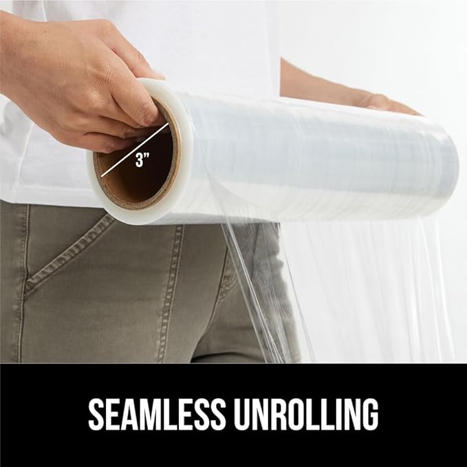 GORILLA GRIP 500% Stretch Film Heavy Duty Plastic, 1000ft Shrink Wrap Roll 10" - Image 5